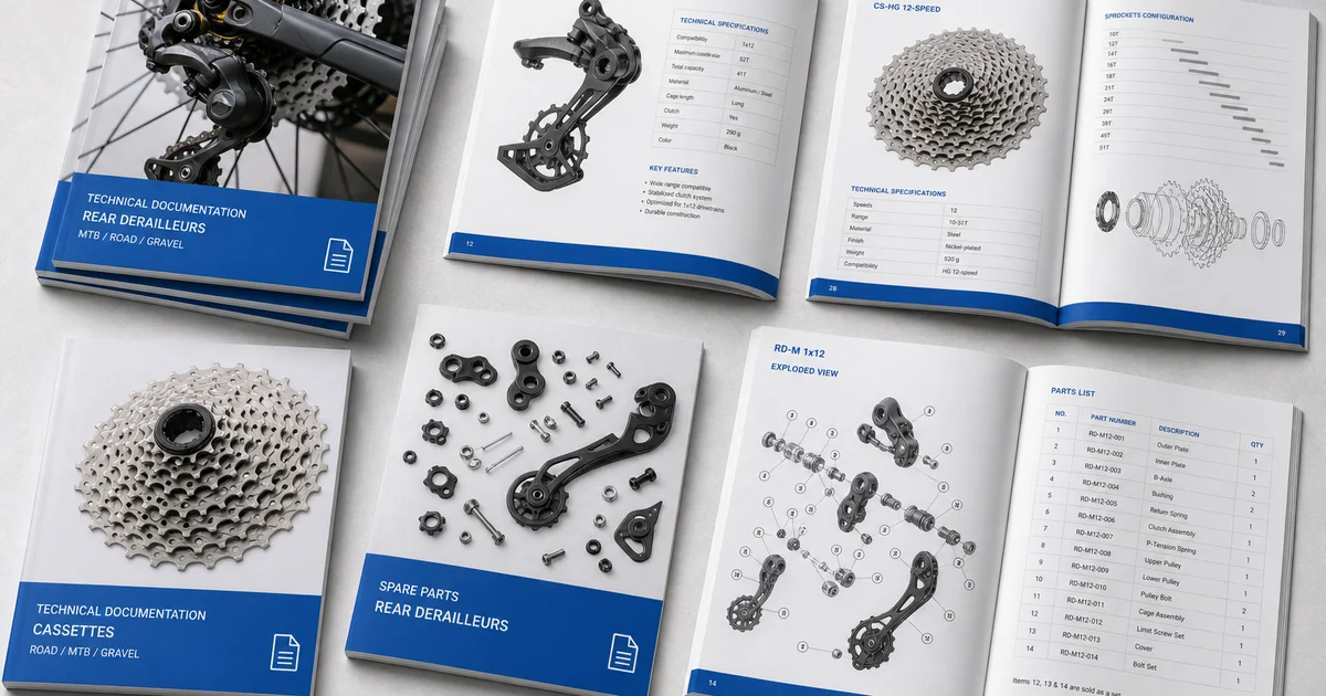 Shimano — библиотека PDF-каталогов в ВелоТема Библиотека PDF-каталогов Shimano: технические каталоги компонентов и запчастей на светлом фоне